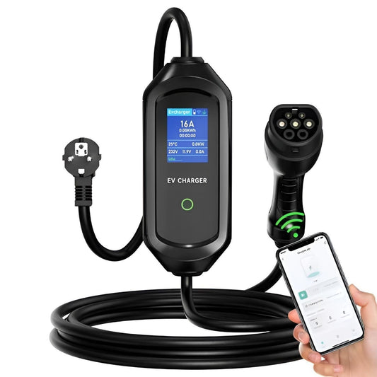 Mobile Wallbox 3,6kW 16A 1-phasig mit App Steuerung & 5m Typ 2 Ladekabel