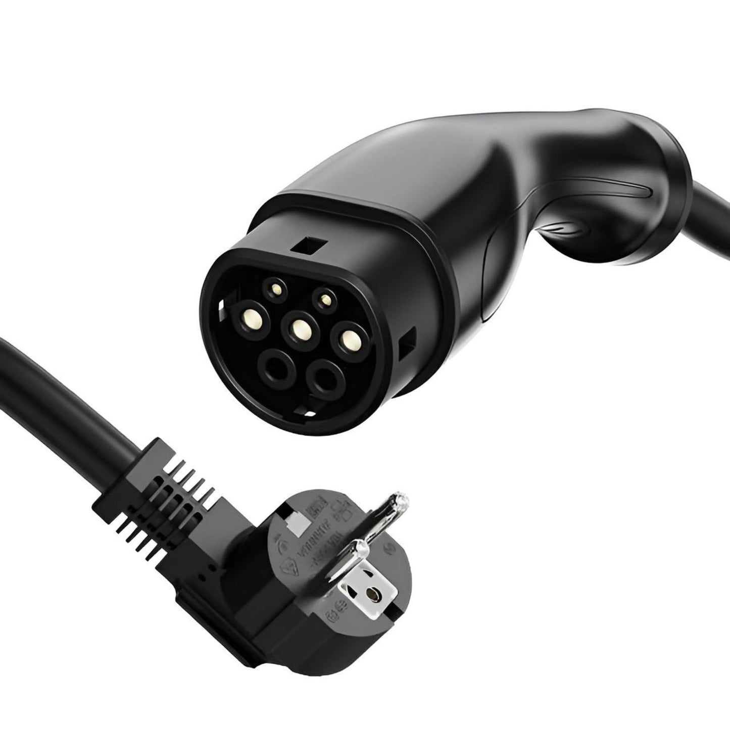 Elektroauto Ladekabel mit Typ 2 Anschluss und Schuko-Stecker in Schwarz